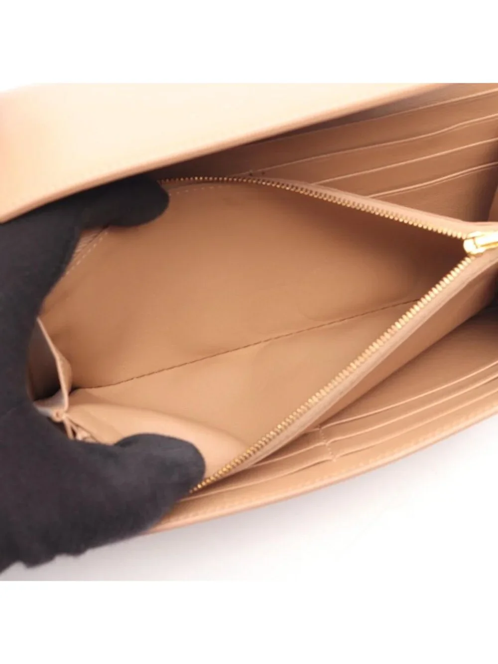 Balenciaga Bifold Wallet Envelope Slim Continental Beige Leather